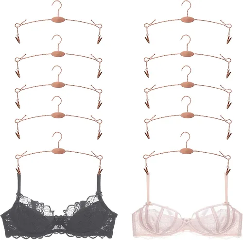 Vista 9 de Perchero de metal para ropa interior, perchas duraderas para ropa interior con clips, para exhibición de tienda de lencería, 10 piezas