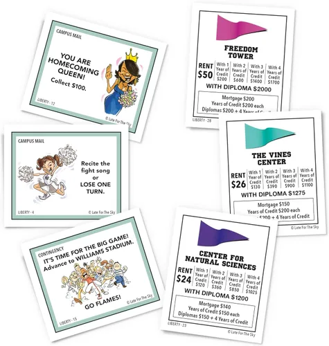 Vista 4 de Late for The Sky Liberty-Opoly - Juego de mesa familiar Liberty University, estilo Opoly, edades 8+, 2-6 jugadores, ex alumnos y regalo