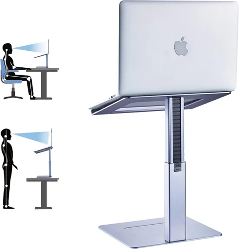Vista 10 de Soporte para Escritorio de Computadora Portátil, Soporte de Aluminio Ergonómico para Computadora Portátil con Altura Ajustable de 7-15", Elevador