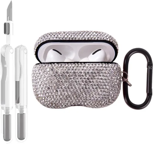 Vista 10 de Funda protectora para AirPods Pro con kit de limpieza, funda protectora de diamantes brillantes para Apple AirPod Pro de 2ª y 1ª