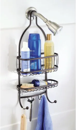 Vista 6 de iDesign 61971 York Lyra - Organizador colgante para ducha, 10 x 4 x 22 pulgadas, bronce