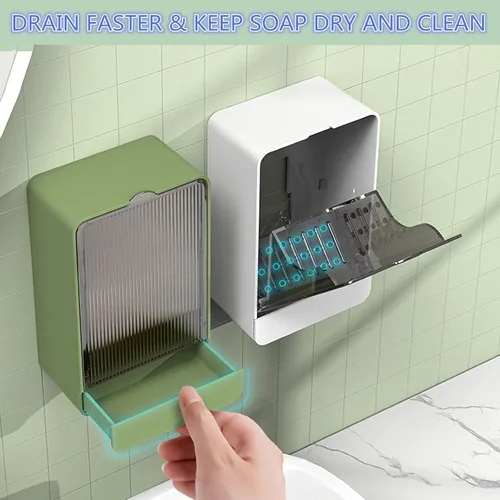 Vista 2 de HANCELANT Jaboneras de baño, paquete de 2 jaboneras con drenaje montado en la pared, caja de jabón para ducha, baño, fregadero de cocina, mantiene