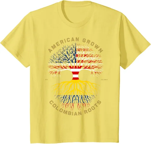 Vista 80 de Camiseta de regalo con la bandera de Estados Unidos con árbol de raíces colombianas