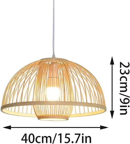 Vista 4 de Lámpara de bambú y madera de estilo chino personalidad creativa Hueco Endant Light Industrial Retro Material Natural Linterna Luz Colgante E27