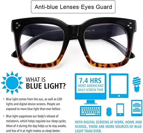 Vista 5 de FEISEDY Women Men Blue Light Blocking Glasses Frame Oversized Designer Luxury Square Eyewear B2695-FF