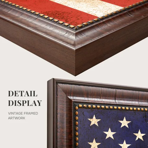 Vista 5 de DECORARTS - Arte de pared enmarcado con bandera de los Estados Unidos. Impresiones giclée en lienzo para decoración de pared. Total