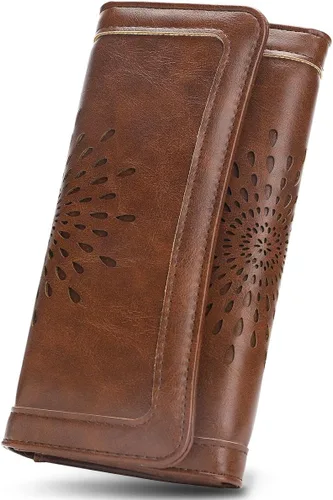 Vista 20 de Aphison - Cartera larga de cuero suave RFID para mujer, con caja de regalo