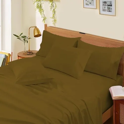 Vista 26 de Sábanas de cama tamaño Queen – 21 pulgadas de profundidad – Juego de 4 sábanas 100% algodón egipcio, rayas plateadas, de lujo, súper suavidad
