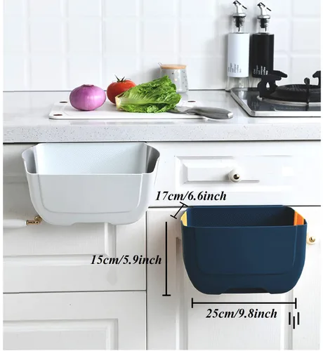 Vista 4 de Mini cubo de basura plegable colgante para puerta de armario de cocina, pequeño cubo de basura plegable debajo del fregadero, cubo de basura