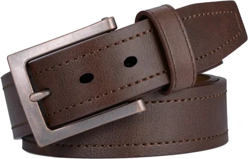 Vista 2 de Marino Avenue Cinturón para hombre, cinturón casual de cuero, se ve muy bien con jeans, caquis, vestido, con hebilla clásica de una sola clavija