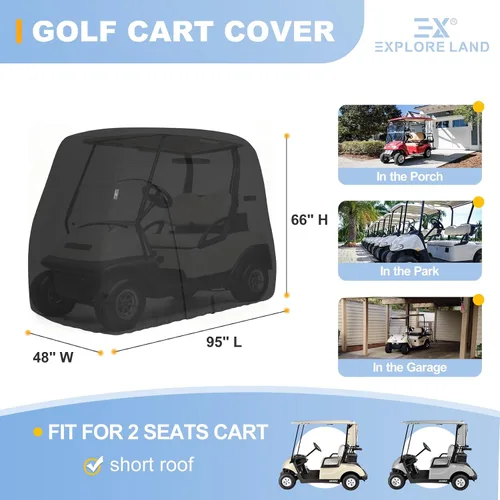 Vista 2 de Explore Land Funda impermeable para carrito de golf universal, compatible con la mayoría de marcas, para 2/4/6 pasajeros Fits for EZGO/Club