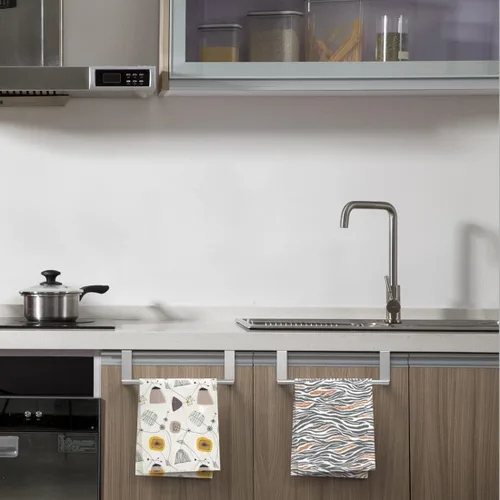 Vista 5 de Toallero de 9 pulgadas para colocar sobre el gabinete, toallero y toallero para baño y cocina, acero inoxidable, paquete de 2 (plateado)