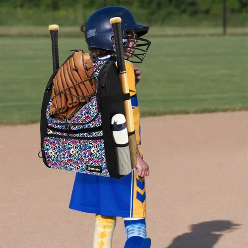 Vista 15 de Bolsa de béisbol juvenil con compartimento ventilado para zapatos, bolsa de bate de sóftbol para guantes de bateo, casco, equipo de teeball