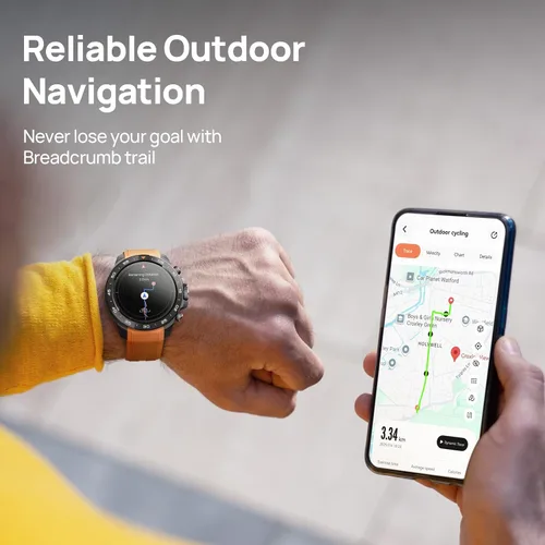 Vista 3 de mibro GS Explorer S - Reloj inteligente militar resistente para hombre con bisel de cerámica, pantalla AMOLED de 1.32 pulgadas, GPS de doble banda