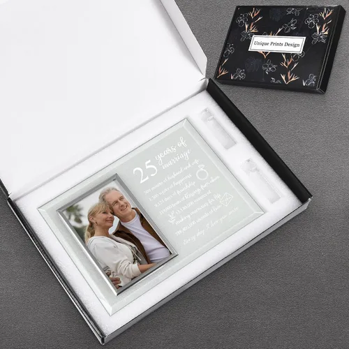 Vista 5 de 25 años de aniversario para parejas o padres, marco de fotos de aniversario de boda para esposa o marido, regalos de matrimonio de aniversario
