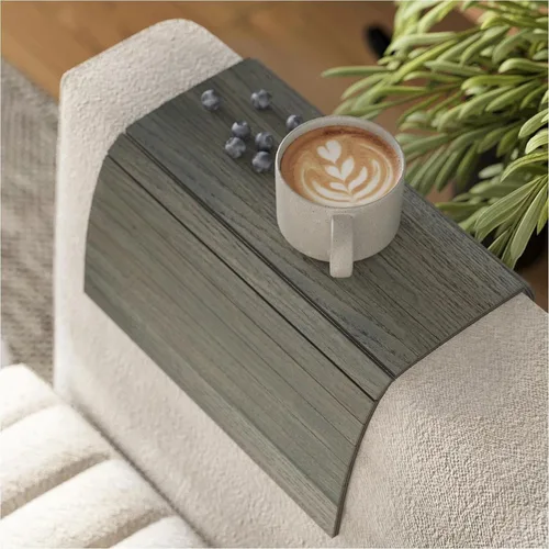 Vista 15 de Bandeja de brazo para sofá, mesa de cama, posavasos de madera, taza de café, reposabrazos plegable, protector de extremo de carrito, plegable