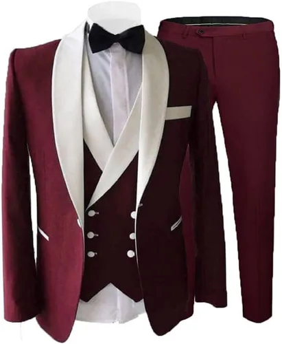 Vista 5 de JXZ007 - Trajes formales para hombres, de boda, ajuste ajustado, vestido de 3 piezas, traje de esmoquin para fiesta de negocios, chaqueta
