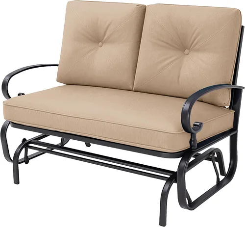 Vista 12 de Incbruce Silla Mecedora Deslizante para Exteriores Banco Deslizante de Patio para 2 Personas, Asiento Loveseat de Porche Juego de Sillas de Patio