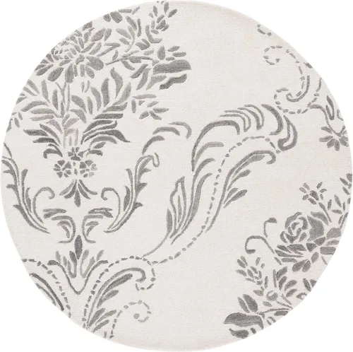 Vista 3 de SAFAVIEH Jardin Collection - Alfombra redonda de 6 pies, color marfil y gris, lana hecha a mano, ideal para zonas de alto tráfico en sala de estar