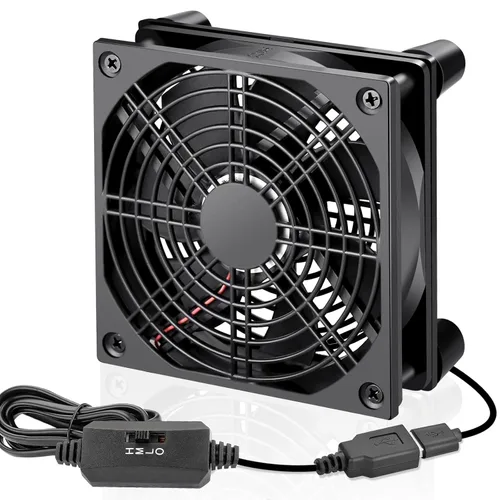 Vista 8 de Caja de PC de computadora de 9.449 in Ventilador alimentado por USB de 5 V con controlador de velocidad variable para router WiFi módem gabinete