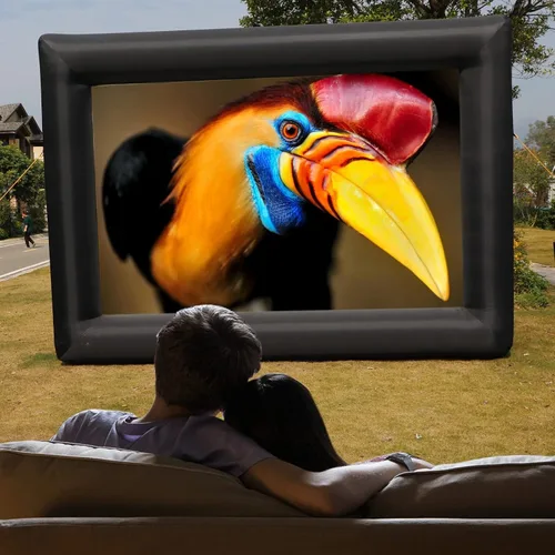 Vista 5 de Pantalla de proyector de película inflable de 16 pies, pantalla de proyector para interiores y exteriores con bolsa de transporte para proyección