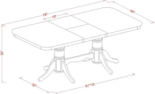 Vista 7 de East West Furniture NAPL7-WHI-C - Juego de mesa de cocina de 7 piezas que consta de una mesa de comedor rectangular con hojas de mariposa y 6 sillas