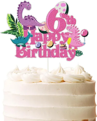 Vista 7 de Decoración para pastel de 1er cumpleaños de dinosaurio rosa, princesa real número 1 para tartas de dinosaurio, temática de dinosaurio, baby shower