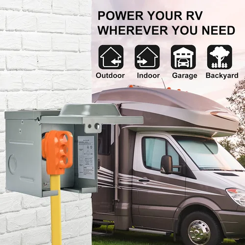 Vista 5 de EyGde Caja de toma de corriente RV de 30 amperios, orificio preestablecido mejorado fácil de golpear receptáculo de RV, panel eléctrico impermeable