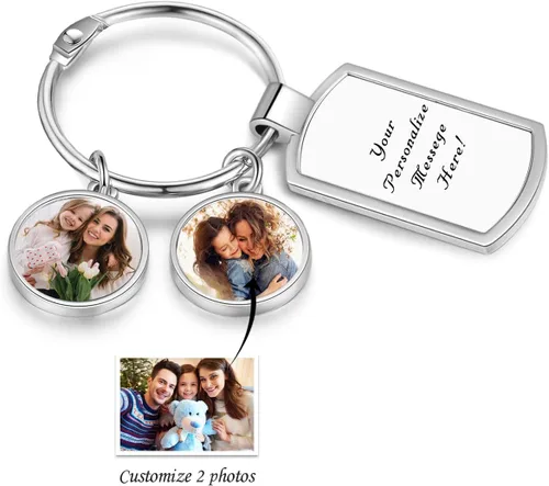 Vista 3 de Jewelstruck Llavero personalizado con regalo conmemorativo con foto personalizada, regalos para mamá, papá, parejas, mejores amigos