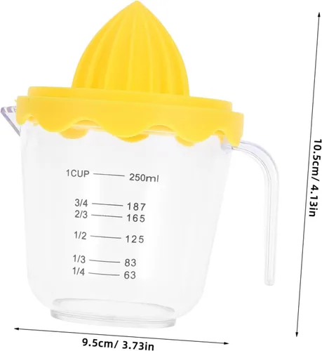 Vista 2 de VANZACK Mini exprimidor de limón portátil, exprimidor manual con mango y taza medidora para frutas cítricas, fácil de usar y extractor ligero