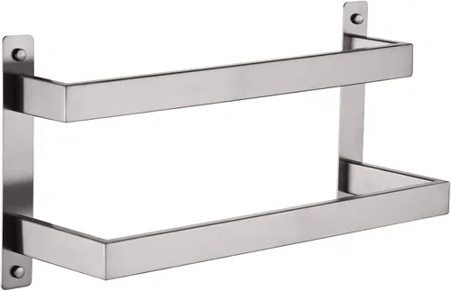 Vista 18 de KOKOSIRI Barras para Toallas de Baño de 2 Niveles Tipo Escalera Dorado Cepillado Rieles para Toallas de 24 Pulgadas Soportes para Toallas Montados