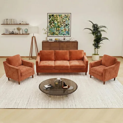 Vista 37 de Kingfun Sofá en Forma de L de 88", Sofá Seccional de Chenilla, Sofás Modernos de Mediados de Siglo con Marco de Madera Maciza para Sala de Estar