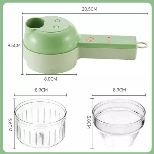 Vista 7 de Picador eléctrico 5 en 1, electrodomésticos de cocina inteligentes, mini juego de picador de verduras de mano, cortador eléctrico de verduras