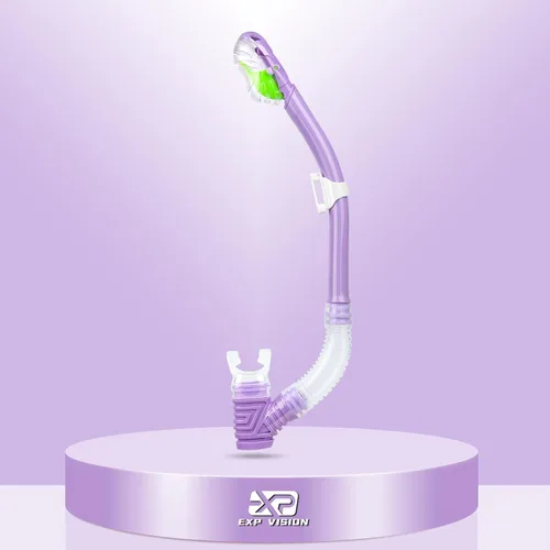 Vista 6 de Snorkel seco para niños, tubo de esnórquel definitivo para esnórquel, apnea y natación, tecnología de respiración fácil, válvula seca montada