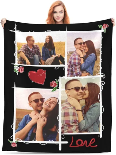 Vista 14 de Manta personalizada con foto, manta personalizada con imagen para regalos de pareja, mantas de franela personalizadas para adultos, niños