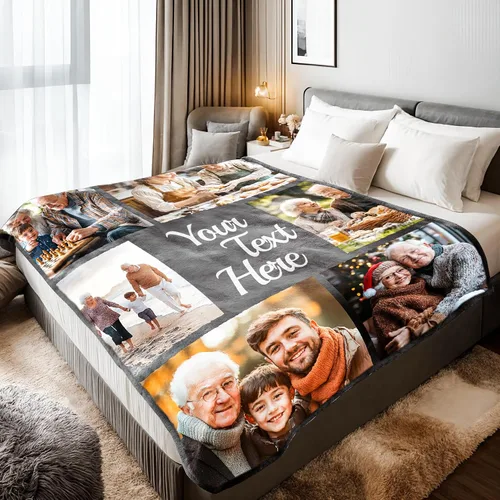 Vista 28 de Mantas personalizadas con 1 foto y texto impreso en Estados Unidos Manta personalizada con imagen de 30 x 40 pulgadas Mantas personalizadas