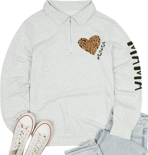 Vista 2 de BANGELY - Sudadera para mujer, con cremallera, divertida camiseta con estampado de leopardo, cuello alto, 14 con cremallera