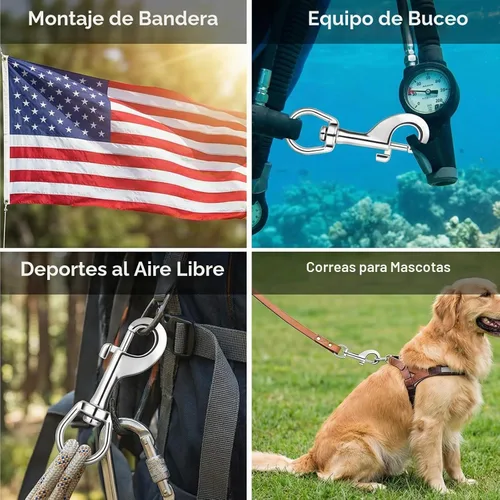 Vista 6 de DELSWIN Ganchos giratorios para bandera, clips de asta de bandera resistentes de 3.5 pulgadas para cuerda de asta de bandera, perno de acero