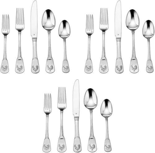 Vista 2 de Juego de cubiertos Cuisinart de 20 piezas con diseño de gallo francés, Plateado