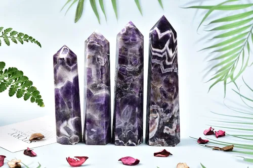 Vista 6 de AMOYSTONE Dream Amethyst - Varita hexagonal con 6 pilares facetados individuales de 0.6-1 libras para reiki, meditación, colección, decoración