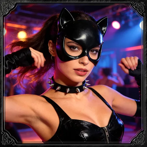 Vista 4 de Accesorios de disfraz de gato negro para mujer, máscara de gato, collar, juego de roles