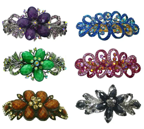 Vista 37 de Paquete de docenas de pasadores grandes jcgy con cristales brillantes, pinzas para el cabello gruesas, 1 unidad de 12 colores, 0052-D