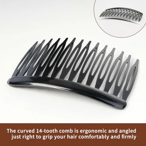 Vista 4 de Peines laterales TaShow para mujeres con cabello fino y delgado, peines decorativos de 14 dientes para mujeres, niñas, velo nupcial (negro)