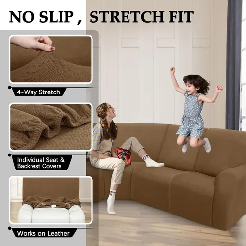 Vista 6 de Fundas impermeables de sofá reclinable modular para sofás reclinables, lavable en forma de L, para perros, fundas elásticas para sofá reclinable