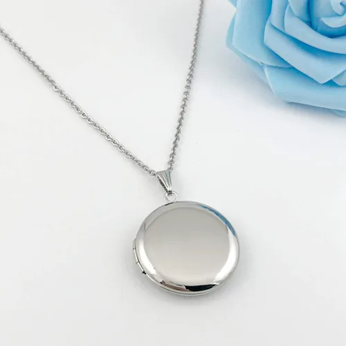 Vista 3 de Collar redondo con medallón que sostiene imágenes de forma de corazón medallones en forma de círculo regalo para joyas de niña Esmalte