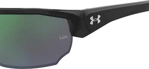 Vista 7 de Under Armour Gafas de sol estilo envolvente Blitzing para hombre, marco negro, lente verde, NegroVerde