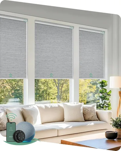 Vista 20 de Yoolax Persianas motorizadas con control remoto, persianas inteligentes opacas para ventanas, persianas enrollables motorizadas, persianas