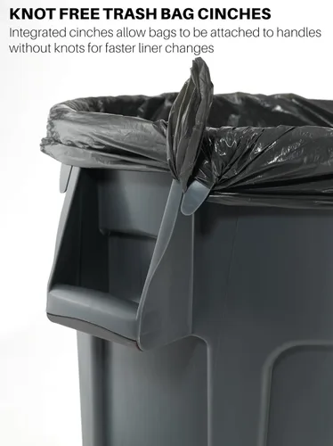 Vista 3 de Rubbermaid Commercial Products BRUTE - Bote de basura redondo de alta resistencia, 10 galones, color gris, contenedor de residuos para exteriores