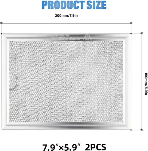 Vista 2 de 2 filtros de grasa de microondas de 7.9 x 5.9 pulgadas de repuesto para Frigidaire 5303319568, reemplazo de filtro de grasa de repuesto