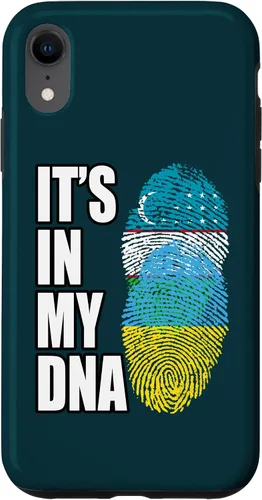 Vista 8 de Funda con bandera de ADN para iPhone 14 Uzbek And Ukrainian Mix Heritage